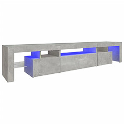 vidaXL Meuble TV avec lumières LED Gris béton 215x36,5x40 cm