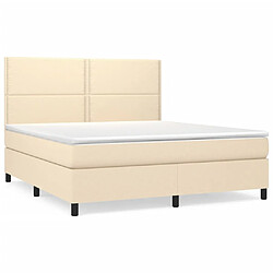 vidaXL Sommier à lattes de lit avec matelas Crème 180x200 cm Tissu