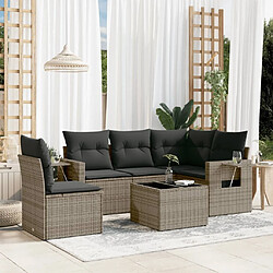 Maison Chic Ensemble Tables et chaises d'extérieur 6pcs avec coussins,Salon de jardin gris résine tressée -GKD839477