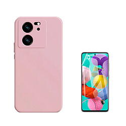 Kit Film de Hydrogel Étui Complète Devant + Étui Silicone Liquide Phonecare pour Xiaomi 13T - Rose