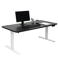 Acheter Decoshop26 Bureau table d'ordinateur réglable en hauteur électriquement 160x80cm 53kg MDF Noir, Blanc 04_0001432