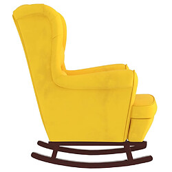 Acheter Maison Chic Fauteuil à bascule,Fauteuil pour relax pieds en bois massif d'hévéa Jaune Velours -MN24629