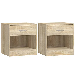 Maison Chic Lot de 2 Tables de chevet,Table de nuit,Table d'appoint pour salon avec tiroir Couleur de chêne -MN44200