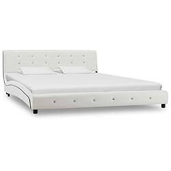 vidaXL Cadre de lit sans matelas blanc similicuir 160x200 cm 