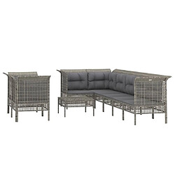 Avis Maison Chic Salon de jardin 9 pcs + coussins - Mobilier/Meubles de jardin - Table et chaises d'extérieur Gris Résine tressée -MN26664