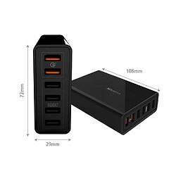 Wewoo Pour iPhone, Galaxy, Huawei, Xiaomi, LG, HTC et autres Smartphones, Appareils Rechargeables, EU / US / UK Plug TurbD620 Six Ports Charge Rapide 3.0 + SDDC Technology Chargeur USB