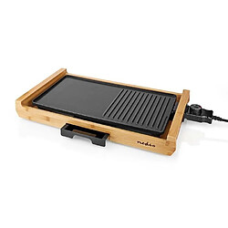 Avis NEDIS Plancha grill électrique en aluminium Bois bambou 1800 W 43 X 23 cuisson antiadhésive plaque teppanyaki