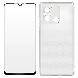 Avizar Coque pour Xiaomi Redmi 12C Silicone Gel et Verre Trempé 9H Contour Noir