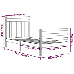 vidaXL Cadre de lit sans matelas 100x200 cm bois massif pas cher