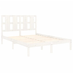 Acheter Maison Chic Lit Moderne Chambre - Cadre/structure de lit pour adulte Blanc Bois de pin massif 140x200 cm -MN93642