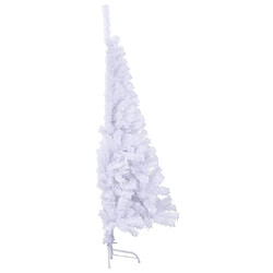 Avis vidaXL Sapin de Noël artificiel moitié avec support blanc 150 cm PVC