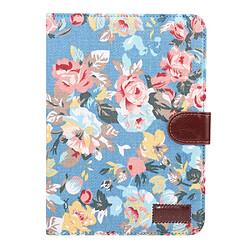 Etui en PU motif fleur bleu pour votre Apple iPad mini (2021)