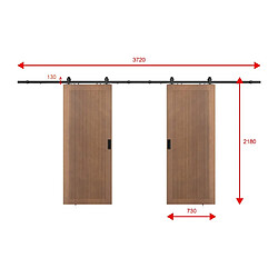 Acheter Vente-Unique Porte coulissante double avec système en applique en MDF et bois - naturel foncé - 2 x H205 x L73 cm - SANDORA