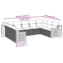 Avis Maison Chic Salon de jardin 9 pcs avec coussins | Ensemble de Table et chaises | Mobilier d'Extérieur gris résine tressée -GKD65895