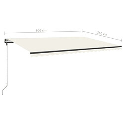 vidaXL Auvent manuel rétractable sur pied 500x350 cm Crème pas cher