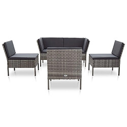 vidaXL Salon de jardin 6 pcs avec coussins résine tressée gris