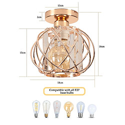 Stoex Plafonnier Abat-Jour Cristal Métal E27 - Or pas cher