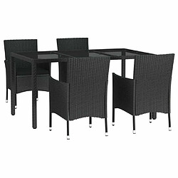 Avis Maison Chic Mobilier à dîner 5 pcs de jardin avec coussins - Ensemble table et chaises d'extérieur - Salon/Mobilier de jardin classique Noir Résine tressée -MN27377