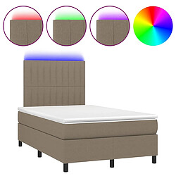 vidaXL Sommier à lattes de lit et matelas et LED Taupe 120x200cm Tissu