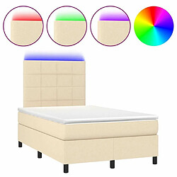 Sommier à lattes,Cadre à lattes de lit et matelas et LED pour Adulte Crème 120x200cm Tissu -MN42212