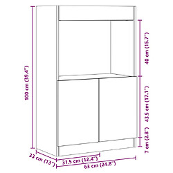 vidaXL Buffet haut chêne marron 63x33x100 cm bois d'ingénierie pas cher