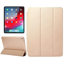 Wewoo Housse Étui Coque en cuir de couleur unie à rabat horizontal pour iPad Pro12,9 pouces 2018avec support à trois rabats et fonction réveil / veille Or