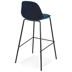 Acheter Alterego Tabouret de bar 'FENTON' en velours bleu et pied en métal noir