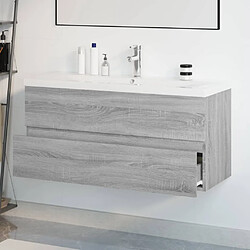 Avis vidaXL Meuble lavabo avec bassin intégré Sonoma gris Bois d'ingénierie