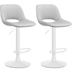 Non Lot de 2 tabourets de bar Camden velours blanc pas cher