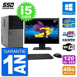 PC Dell 3010 MT Ecran 27" i5-2400 RAM 4Go SSD 120Go HDMI Windows 10 Wifi - Occasion