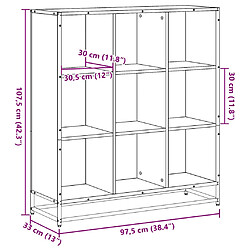 vidaXL Bibliothèque sonoma gris 97,5x33x107,5 cm bois ingénierie métal pas cher