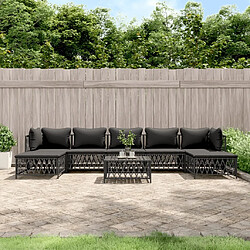 Maison Chic Salon de jardin 8 pcs + coussins - Mobilier/Meubles de jardin - Table et chaises d'extérieur anthracite acier -MN58422