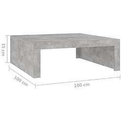 vidaXL Table basse gris béton 100x100x35 cm bois d'ingénierie pas cher