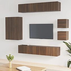 Maison Chic Ensemble de meubles TV 8 pcs | Banc TV Moderne pour salon | Meuble de Rangement - Chêne marron Bois d'ingénierie -MN48459