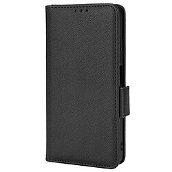 Etui en PU texture litchi, fermoir aimanté avec support noir pour votre Samsung Galaxy F52 5G