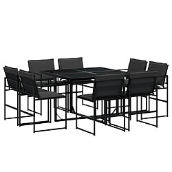 vidaXL Ensemble à manger de jardin avec coussins 9 pcs noir textilène