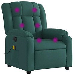 vidaXL Fauteuil de massage inclinable Vert foncé Tissu