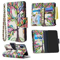 Etui en PU fermeture éclair à motifs avec 9 porte-cartes arbre de couleur pour votre Samsung Galaxy A10/M10