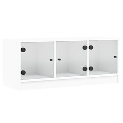 vidaXL Meuble TV avec portes en verre blanc 102x37x42 cm