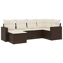 vidaXL Salon de jardin avec coussins 6 pcs marron résine tressée