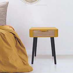 The Home Deco Factory Chevet en bois 1 tiroir Zoran (Lot de 2) Jaune moutarde.