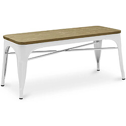 ICONIK INTERIOR Banc - Design Industriel - Bois et Métal - Stylix Blanc