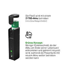 Acheter Led Lenser Ledlenser Flex5 Power Bank 6 en 1 Batterie Externe Courte durée de Charge 21700 Incluse Batterie Rechargeable Anti-Court-Circuit, Longue durée de Vie grâce à la Batterie remplaçable.