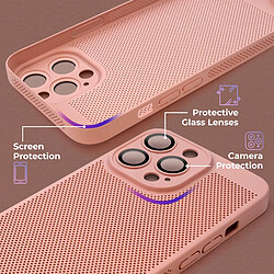 Moozy VentiGuard Coque pour iPhone 15 Pro, 6,1", Housse Respirante avec Motif Perforé pour la Circulation de l'Air, Ventilation, Coque Anti-Surchauffe pour iPhone 15 Pro, 15 Pro Case, Rose Pastel