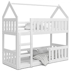 Kids Literie Lit Superposé Cabane Mini 80x160 Blanc - blanc Livré avec sommiers