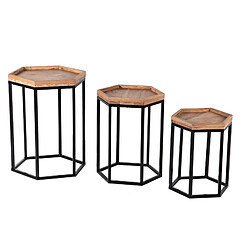 BOIS & CHIFFONS Set de 3 tables basses gigognes | Acacia Tyla