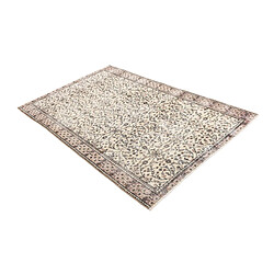 Avis Vidal Tapis de laine 188x117 beige Ultra Vintage