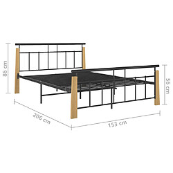 vidaXL Cadre de lit sans matelas métal bois de chêne massif 140x200 cm pas cher