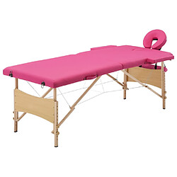 vidaXL Table de massage pliable 2 zones Bois Rose