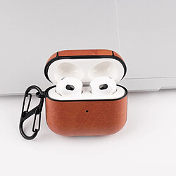 Coque en TPU + PU anti-chute, avec crochet anti-perte marron foncé pour votre Apple AirPods 3